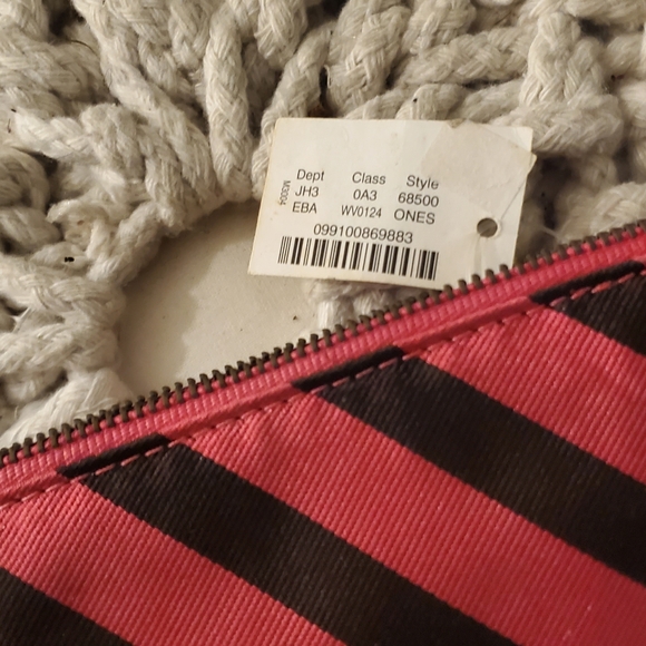 New J.Crew Silk Pink and Black Stripe Handbag Small with chain strape - Picture 4 of 6